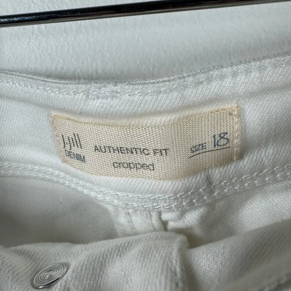 J.Jill Jean Women 18 White Denim Plus Size Authentic Fit Cropped Coastal Spring - Image 5