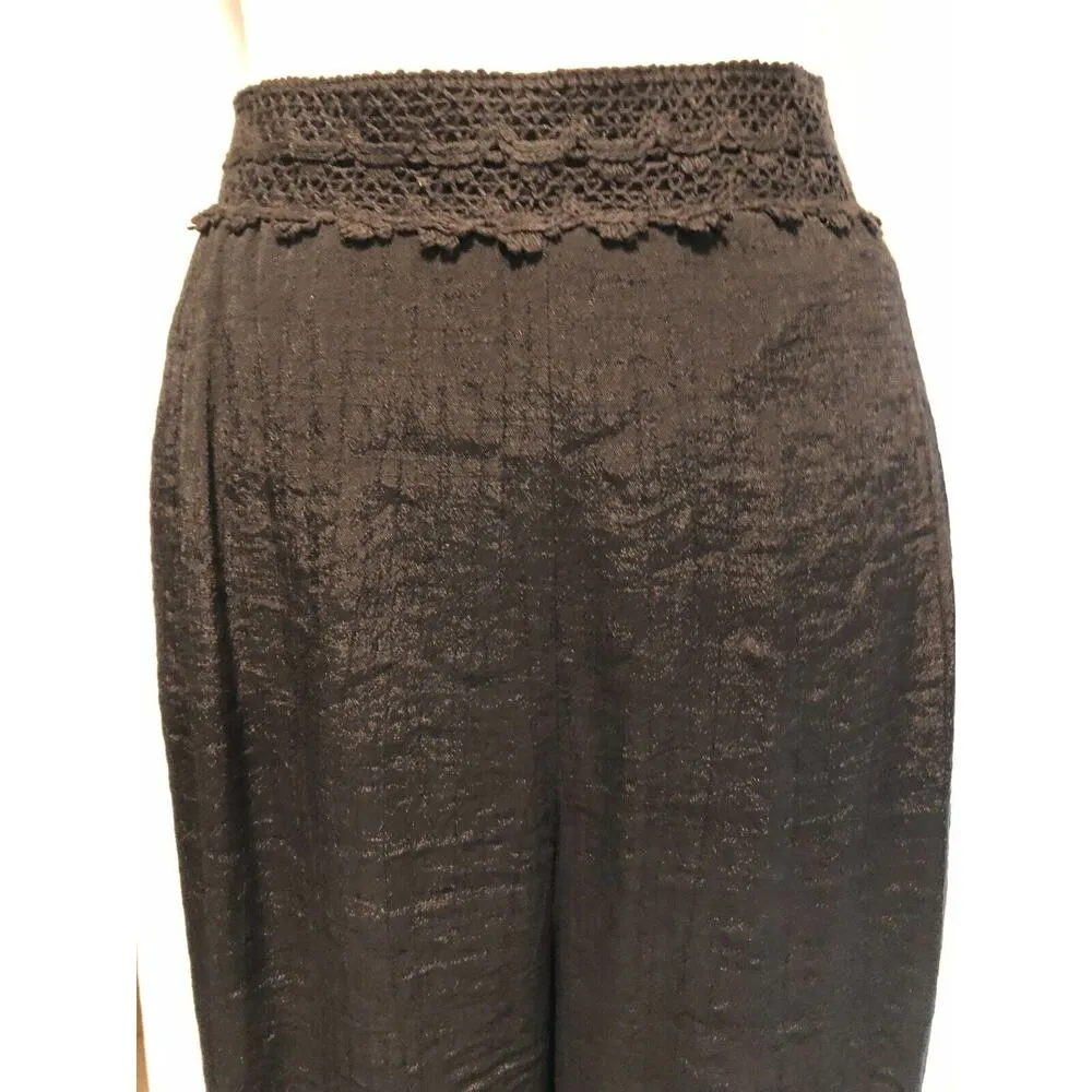 2b Bebe Womens Dress Pants Sz Large Black Elastic Waist Pull On Wide Leg NWT New - Image 3