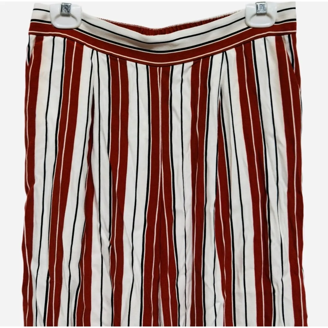 LOFT Women's Striped Culottes Wide Legs Crop Pants Size Small Elastic Waistband - Image 2