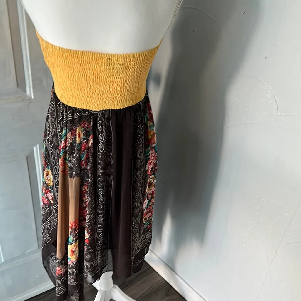Delicious Asymmetrical Yellow and Brown Maxi Skirt Size M - Image 3