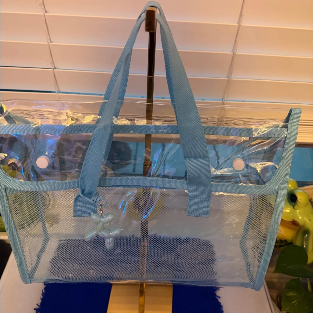 Brand new. Transparent, very thick and durable Tote with Blue Trim - Image 2