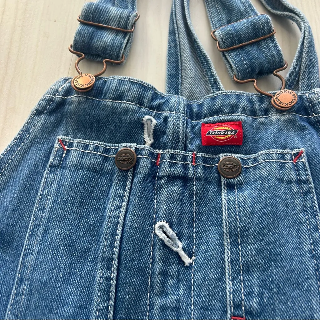 Dickie’s Women’s Small Denim Overalls Medium Wash Farm Country Western Jeans - Image 5