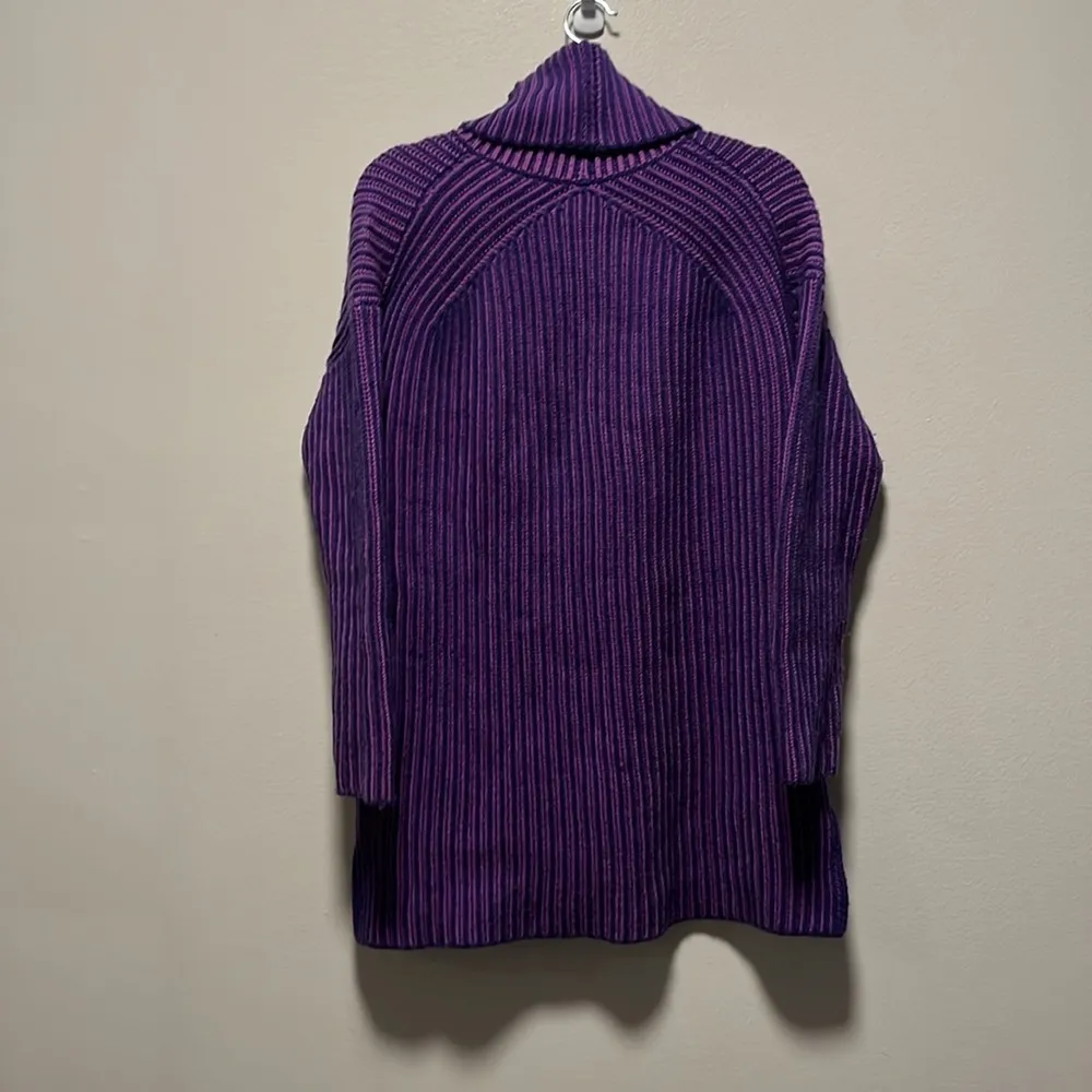 NAADAM Purple Two Tone Turtleneck High/Low Sweater, Wool/Cashmere Blend, Size S - Image 9