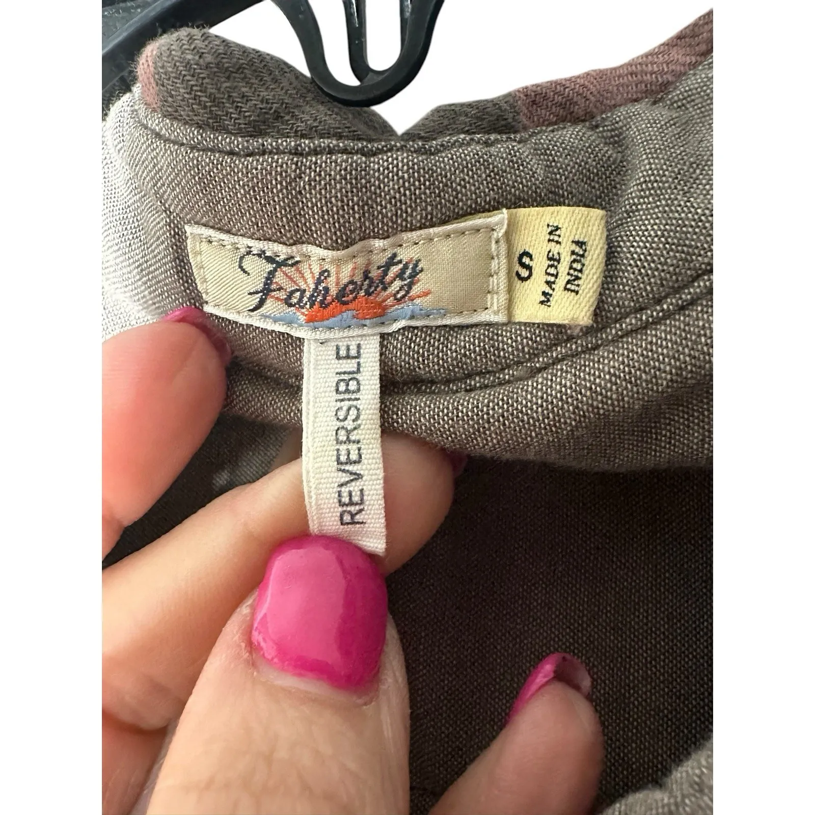 FAHERTY Flannel Shirt Womens Small Button Up Reversible Distressed Plaid #G5-6 - Image 3