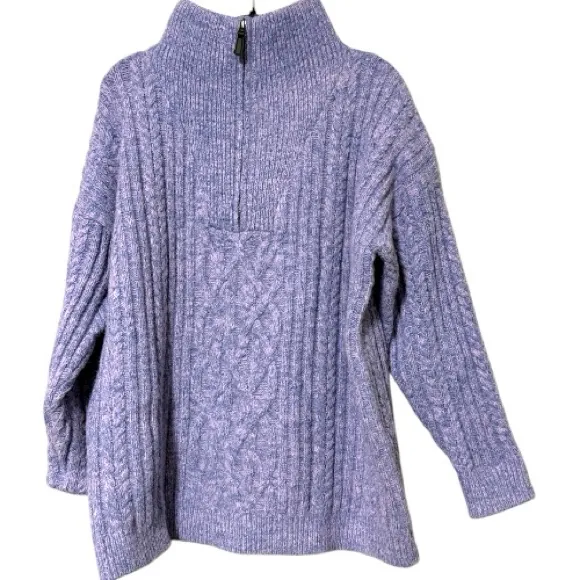 Sundance size large purple sycamore quarter zip cable knit long sleeve sweater - Image 11