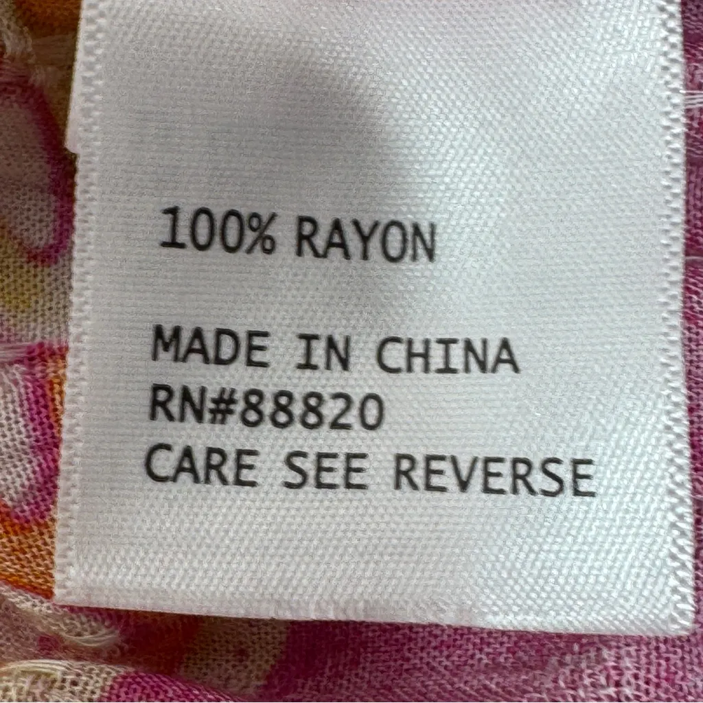 Haute Hippie Hawaiian Floral Faux Wrap Crop Long Sleeve‎ Blouse Pink Teal Small - Image 10