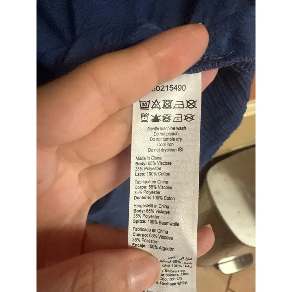 Blue Boho 30/32 Chic Eyelet Lace V - Image 6