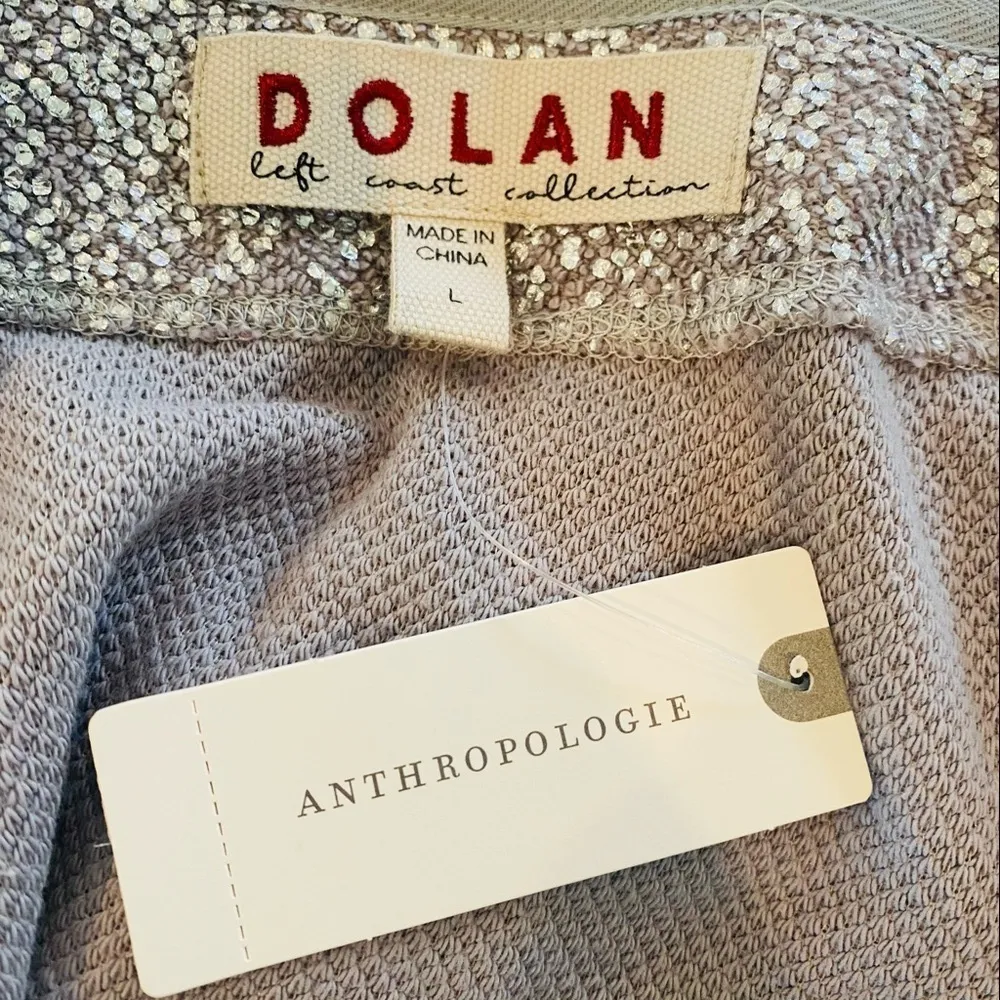 ANTHROPOLOGIE Dolan Trendy Silver Metallic Zip Up Jacket Size L NEW - Image 11