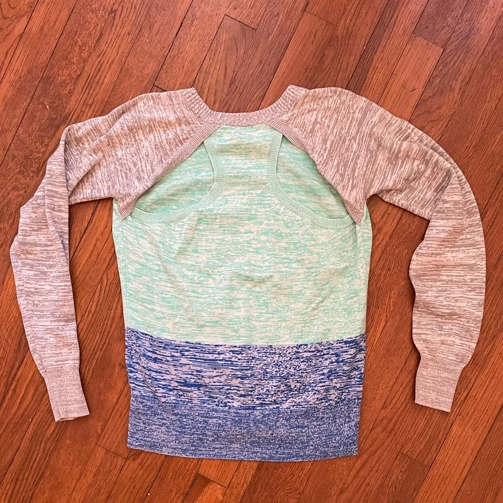 I Heart Ronson Color Block Racerback Cutout Heathered Sweater - Sz L - Image 10