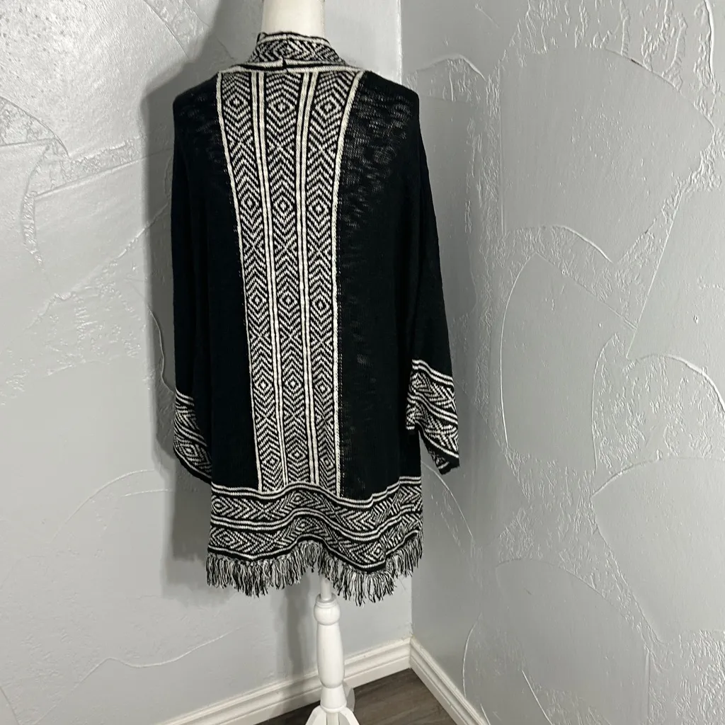 Ellison Black and White Fringe Cardigan - Image 5