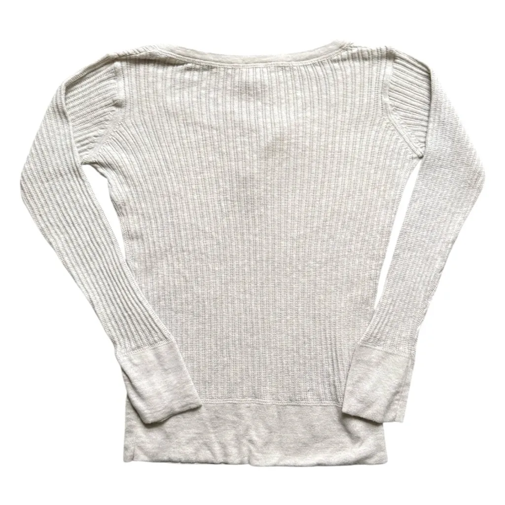 Vintage Y2K Fire Los Angeles Henley Ribbed Knit Top Long Sleeve Cream Size Large - Image 5