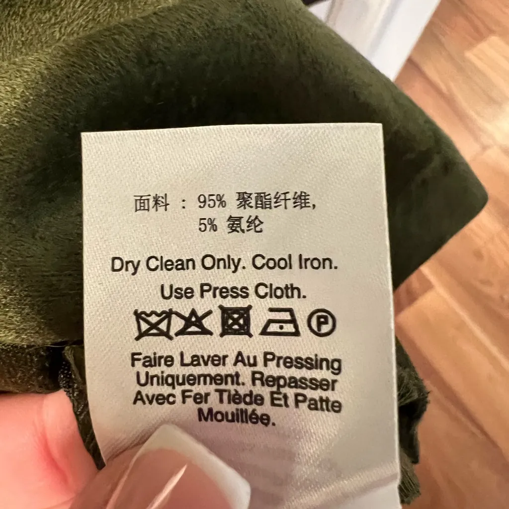 DKNY Green Faux Suede Shortsleeved Above The Knee Buckle Side Slit Dress Size 14 - Image 13