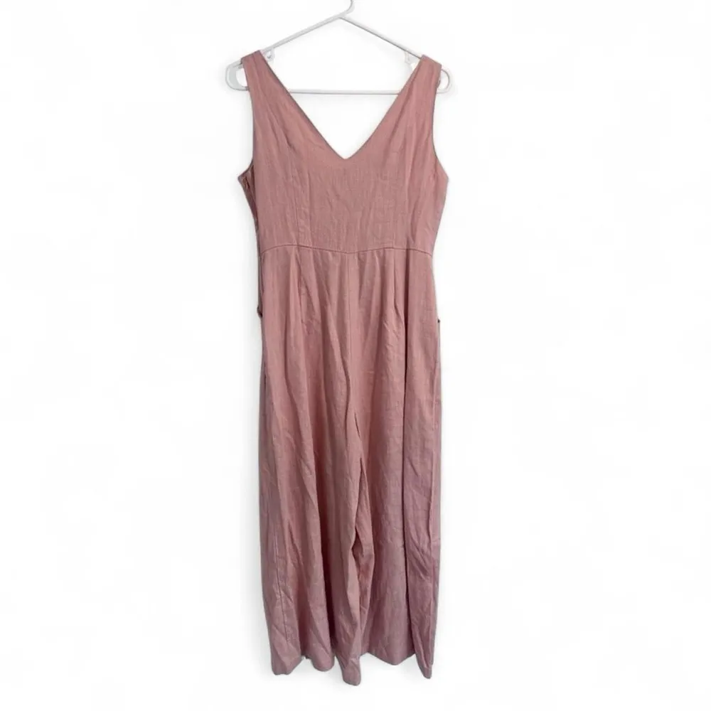 Princess Polly Pink Wide Leg Sleeveless Jumpsuit Cotton Size US 4 V-Neck - Image 2