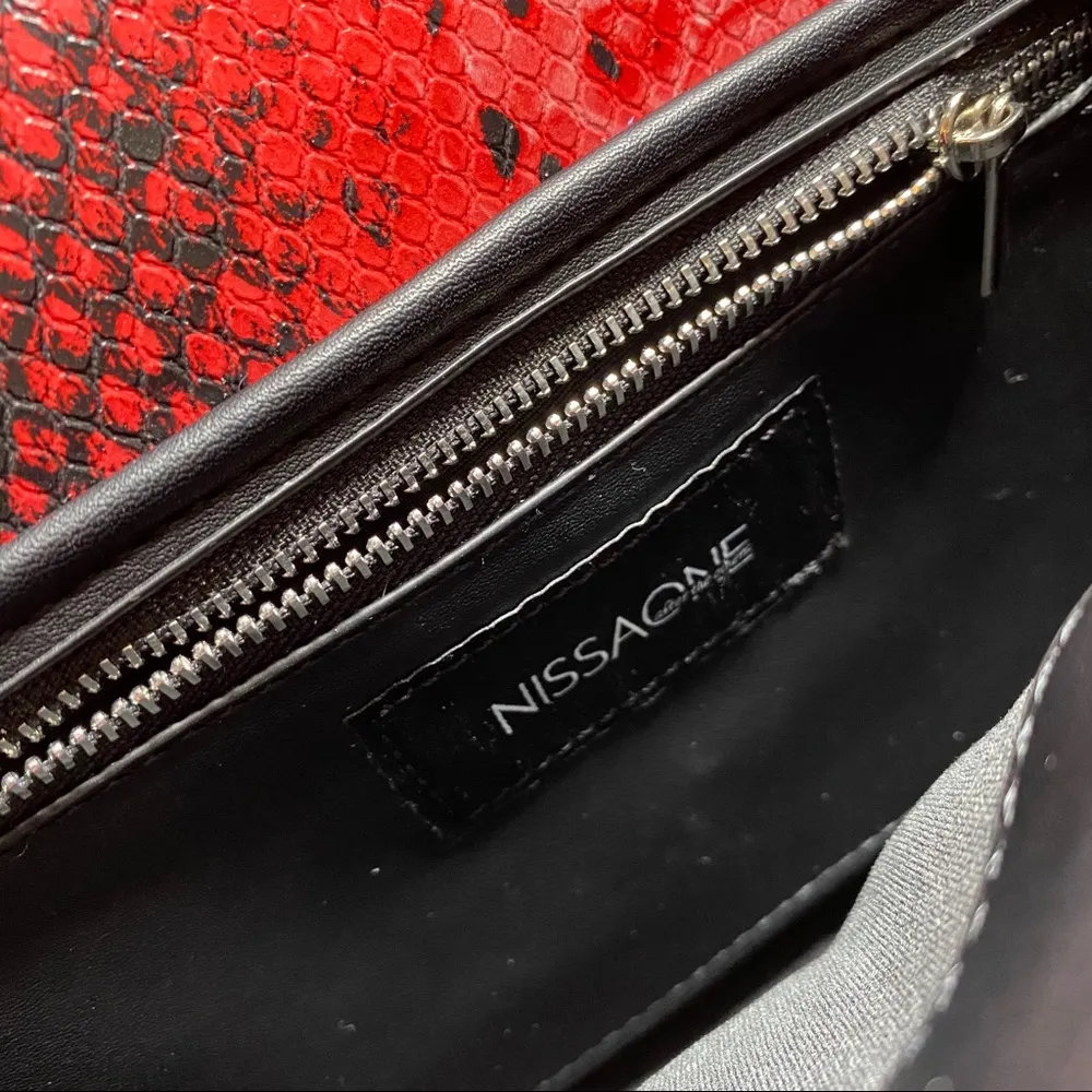 Nissa One Red Black Snake Print Crossbody Bag - Image 9
