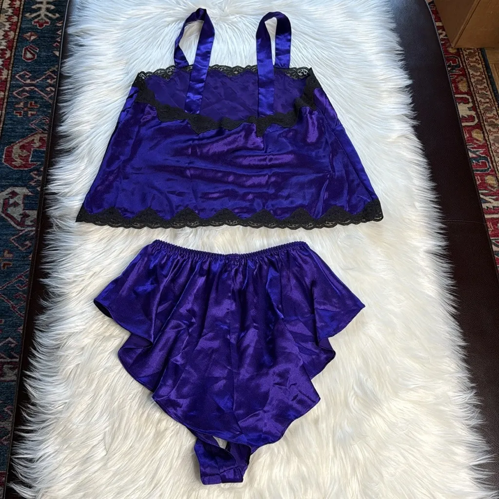 Victoria's Secret Vintage Purple Satin Pajama Shorts Set - Image 5