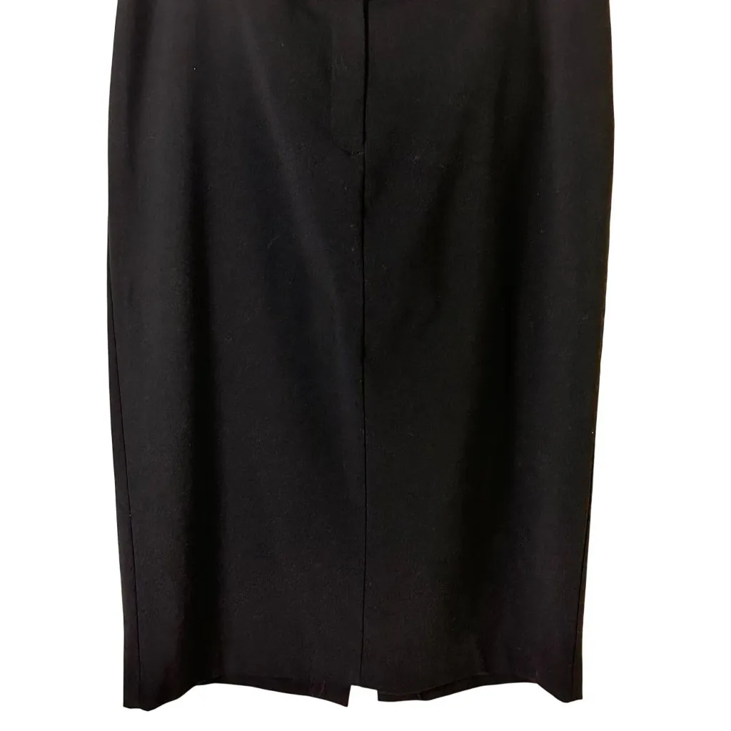 Ellen Tracy Size 14 Midi Unlined Straight Skirt 15" Back Vent & Front Zipper Blk - Image 4