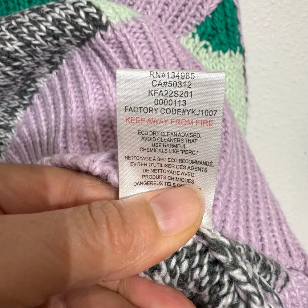 For Love & Lemons Green Colorblock Finley Cropped Oversized Sweater Sz XS NWT - Image 8