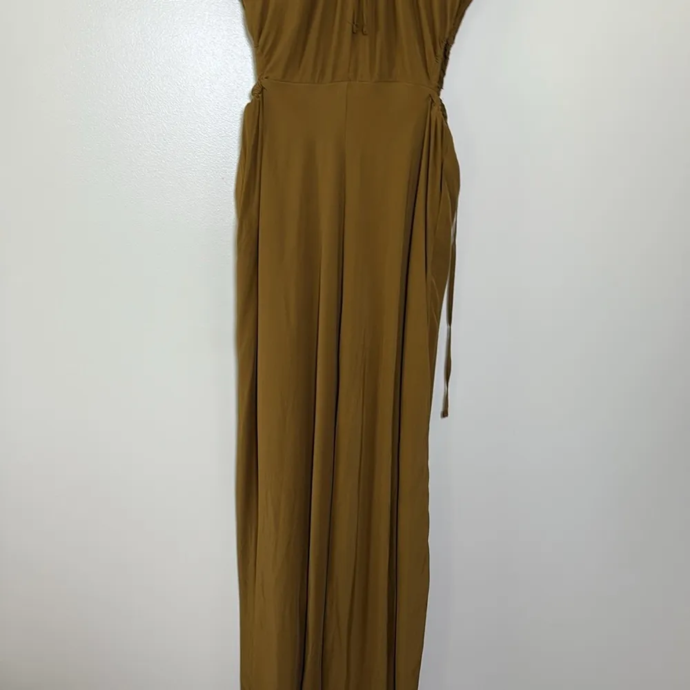 A New Day Brown Midi Dress Lightweight Cutout asymmetrical Hem Tie Back Size M - Image 8