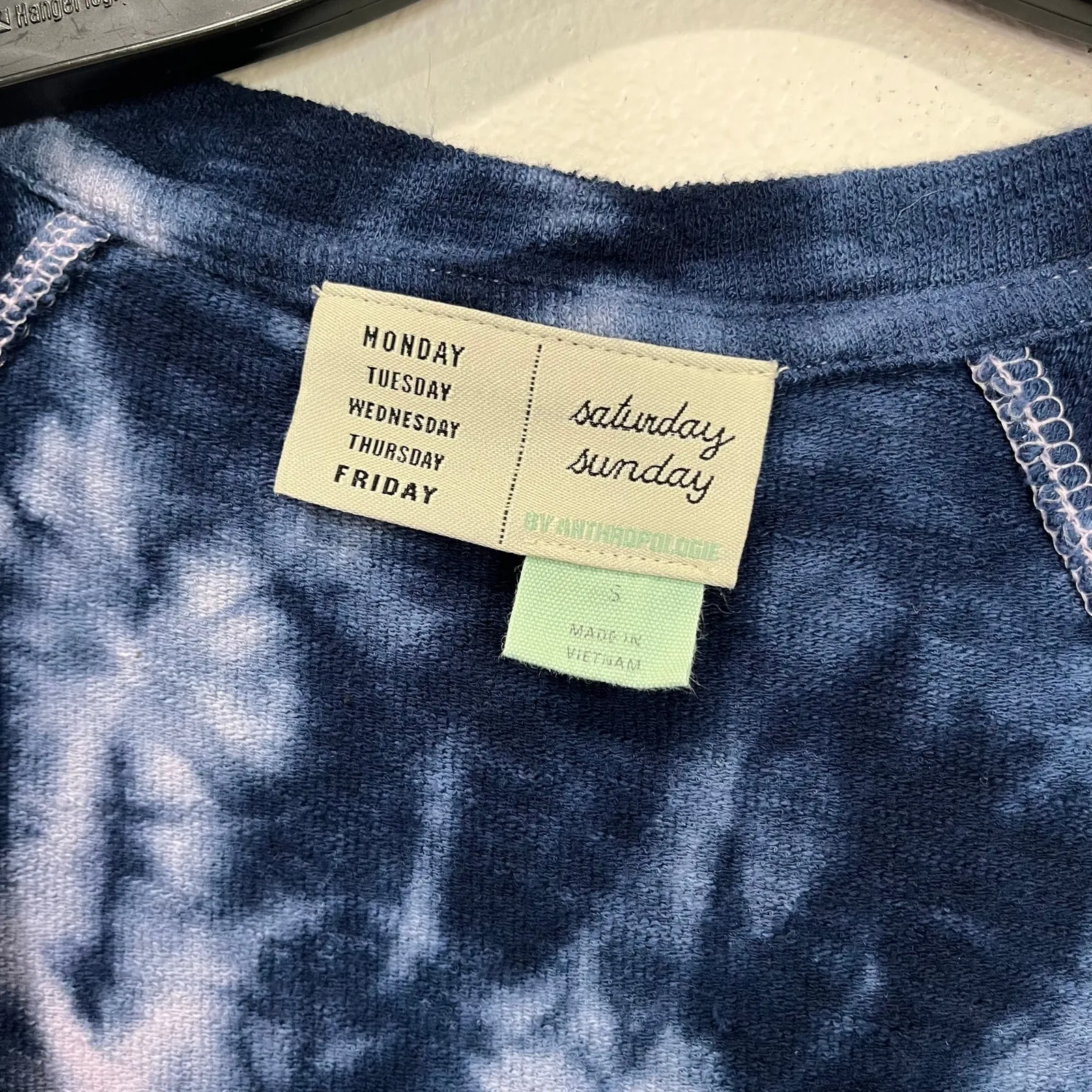 Anthropologie Saturday Sunday Sweater Blue Tie-Dye Swing Dress 3/4 Sleeve Size S - Image 4