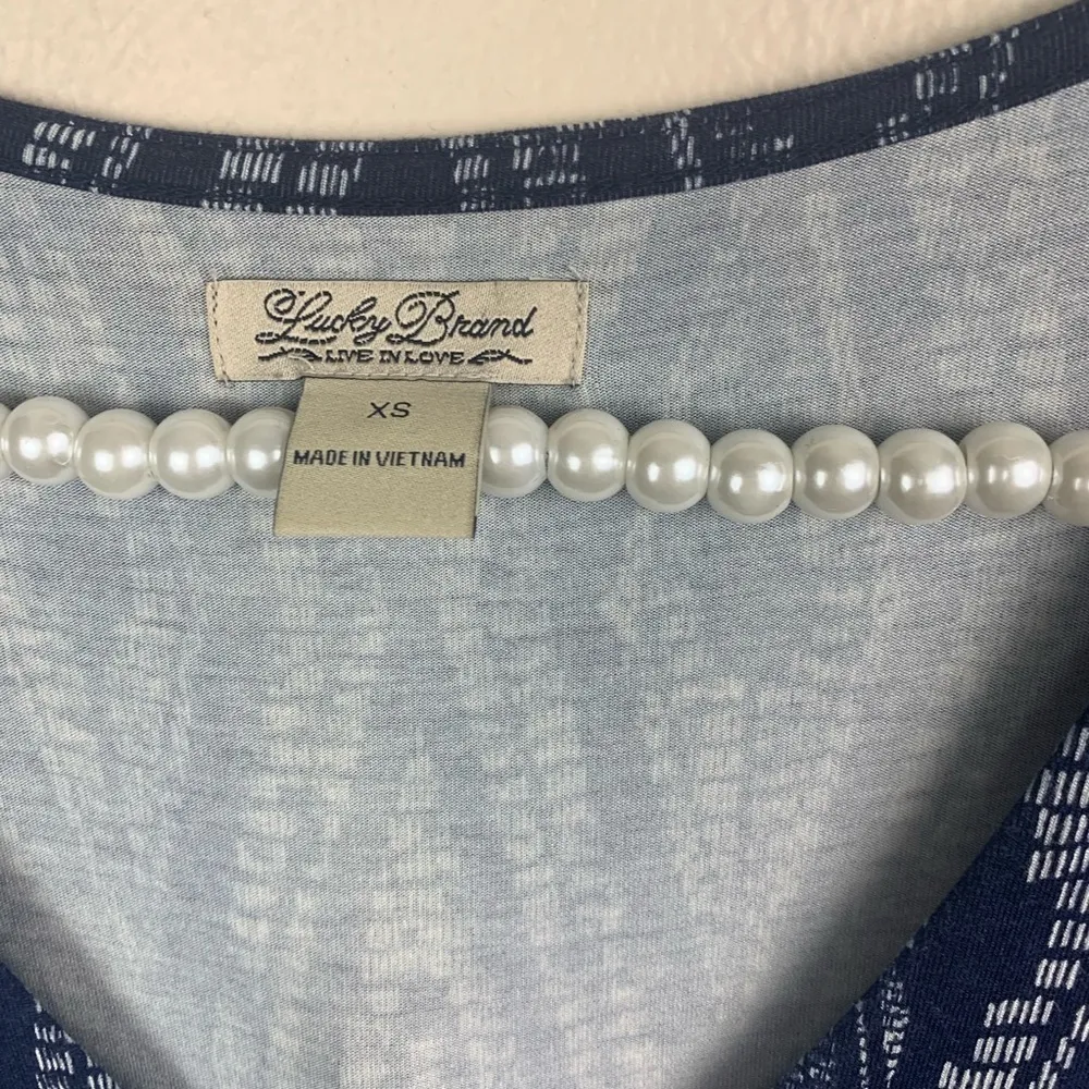 Lucky Brand Ikat Tribal Pattern Dress Boho Southwestern Blue Short Western - Image 3