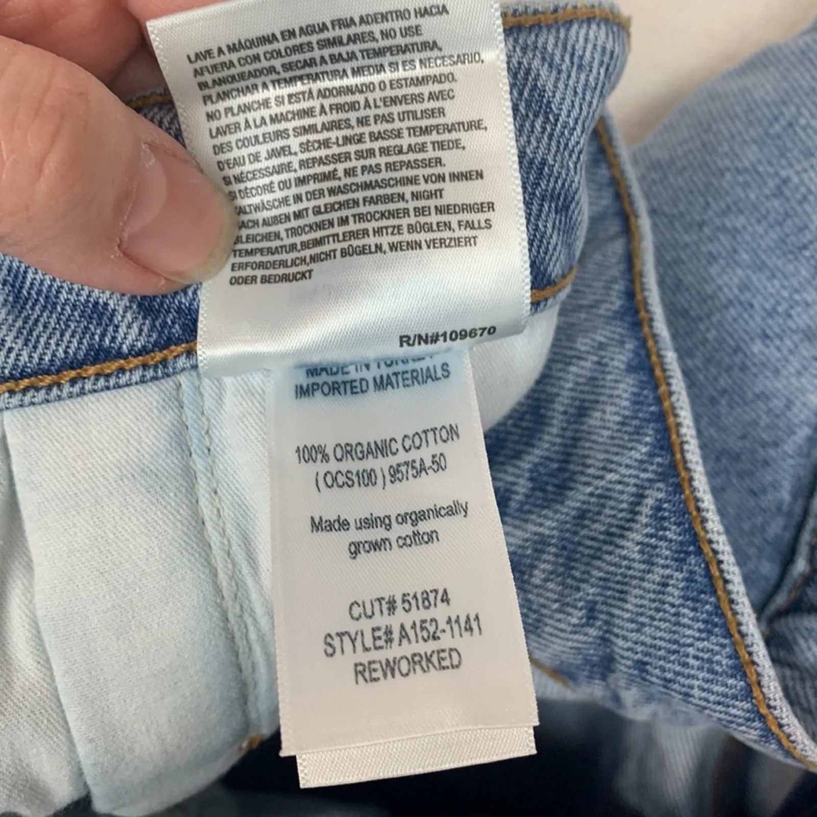 AGOLDE size 32 reworked 90s paper bag pants high rise straight leg baggy acid li - Image 11