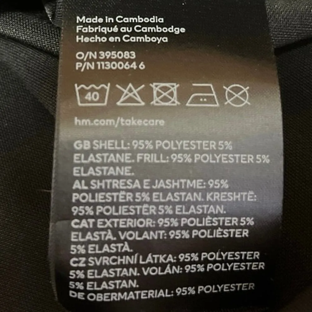 H&M Black White Flounced One Shoulder Sleeveless Ruffle Blouse Crop Tank Top S - Image 5