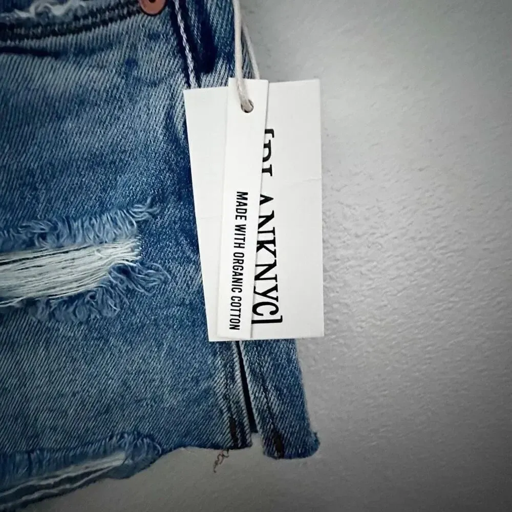 BLANK NYC | NWT The Barrow Blue Denim Shorts Distressed Medium Wash | Size 24, 0 - Image 4