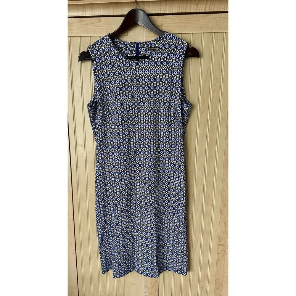 J MCLAUGHLIN Womens Size M Navy White Geometric Print Sleeveless Sheath Dress - Image 2