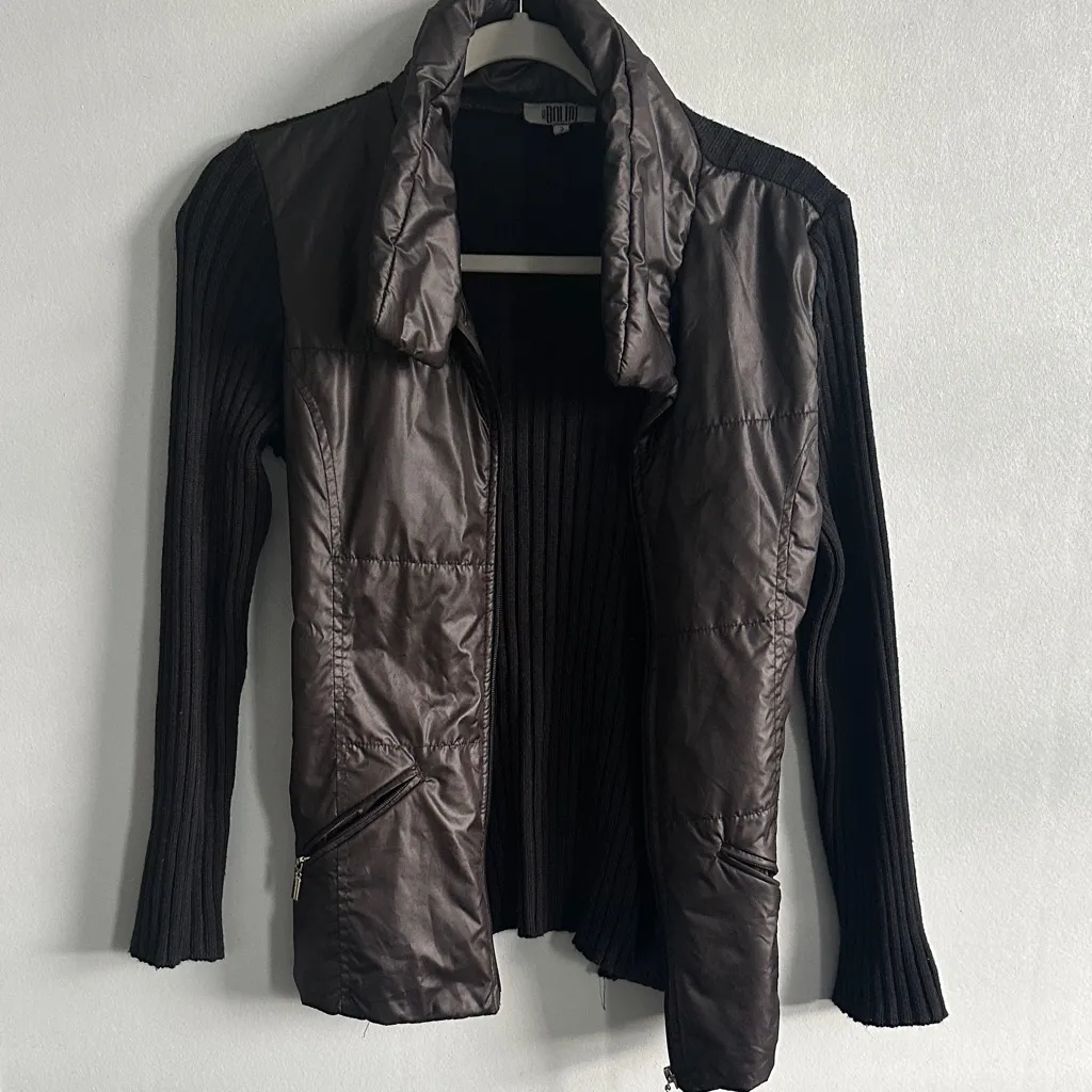 Miss‎ Bolini Wool & Acrylic Mixed Media Jacket Brown - Image 2