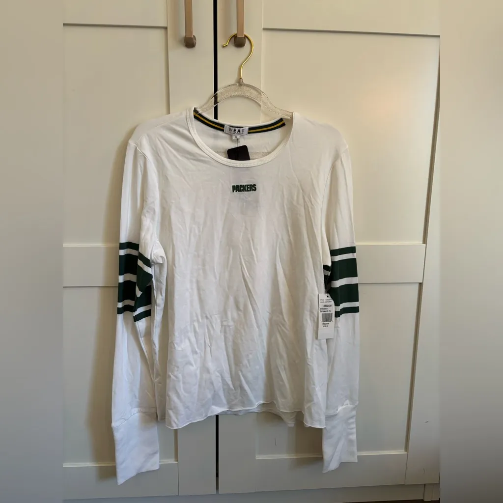 WEAR by Erin Andrews White Green Bay Packers Long Sleeve Top NWT NFL Football Size M - Image 2