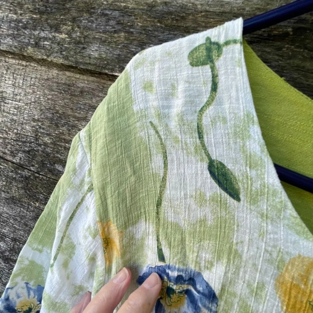 Serengeti size 2X floral fairy core layered asymmetrical hem flowy tunic Green - Image 8