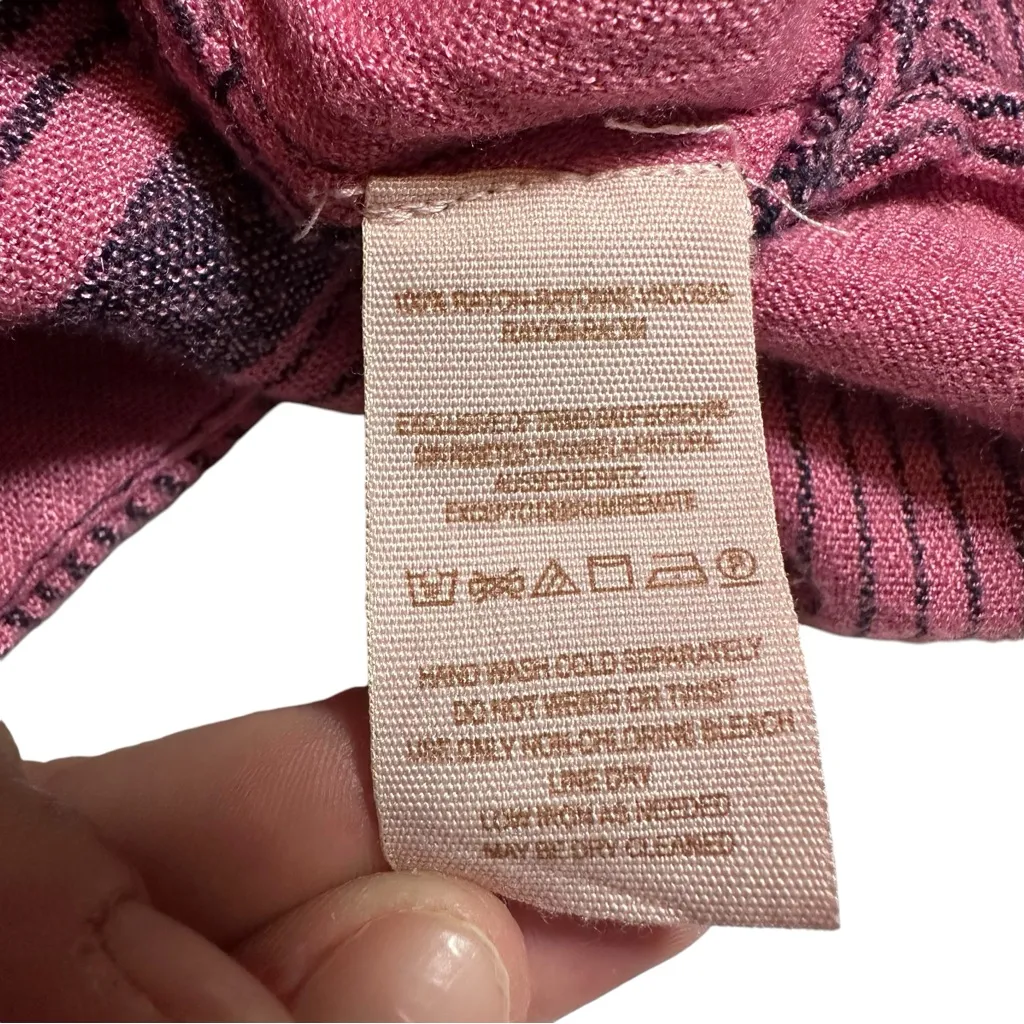 Free People On The High Road Tunic Collar Long Sleeve Cranberry Stripe medium - Image 7