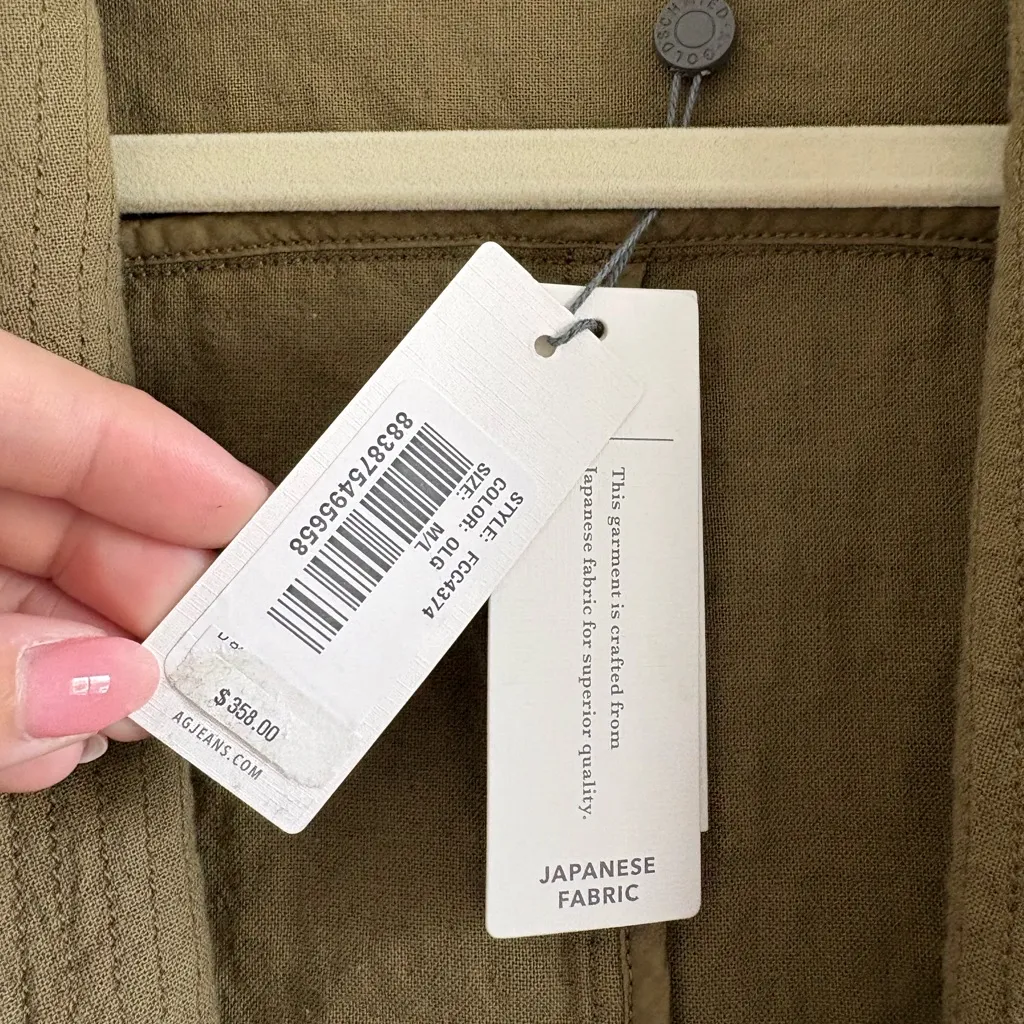 NWT AG Adriano Goldschmied Olive Green Japanese Fabric Maura Jacket - Image 6