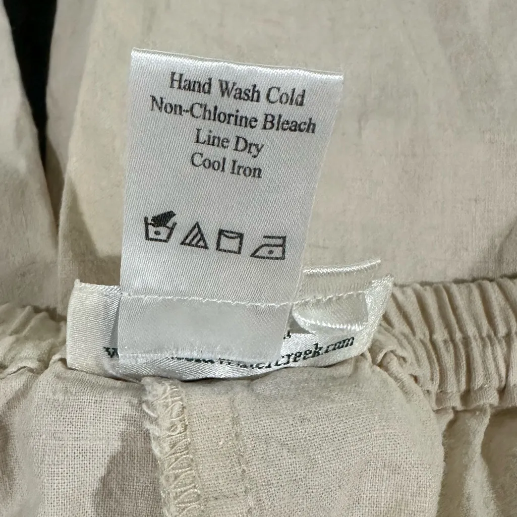Coldwater Creek Cream Linen Blend Pull On Pants w Pockets Elastic Waist Sz L - Image 4