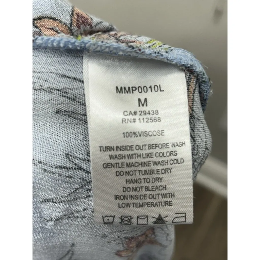 Miss Me Floral Print Wide Slit-Leg Palazzo Pants Medium Pull On Boho Hippie - Image 7