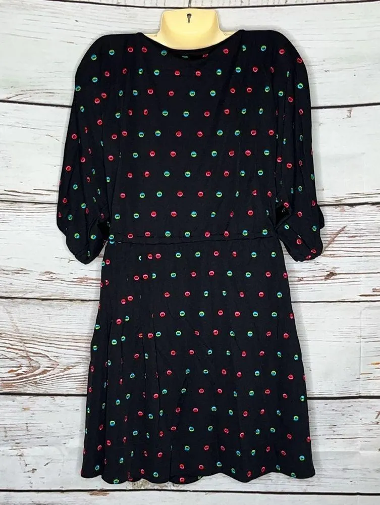 Marc by Marc Jacobs Size S Black - Embroidered Polka Dot Cold Shoulder Dress - Image 3