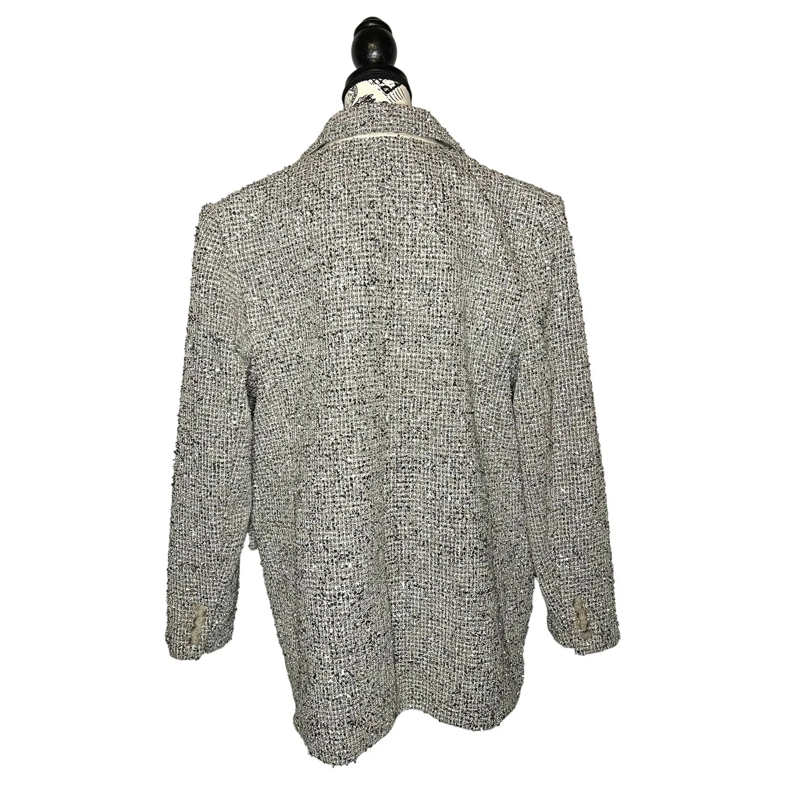 Banana Republic Coleta Tinsel Tweed Blazer Sz 12 Silver/Grey Party Formal NWT‎ - Image 8