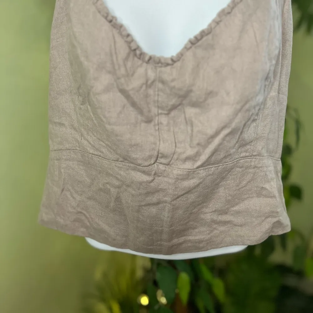 ABERCROMBIE & FITCH Linen Blend Cropped Tank Top with Smocked Back NWT XL - Image 3