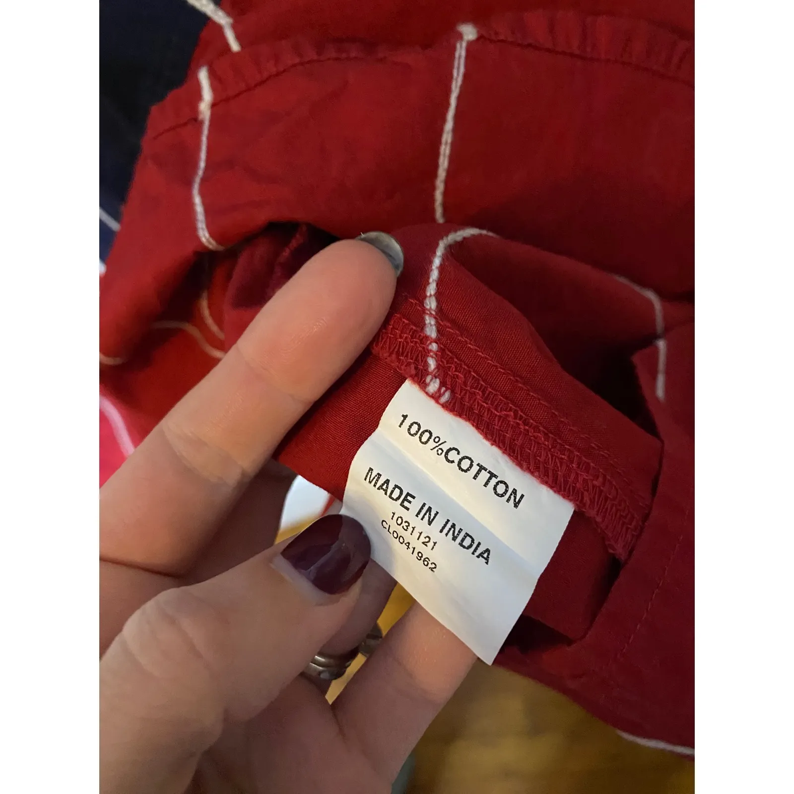 eShakti Navy Floral Midi Dress Red Trim 3X 24W Cotton plus size - Image 2