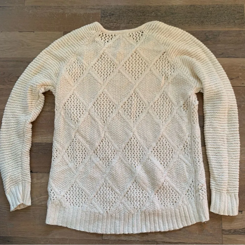 American Eagle Outfitters Crème Crew Neck Knitted Pullover Sweater Size Large - Image 3