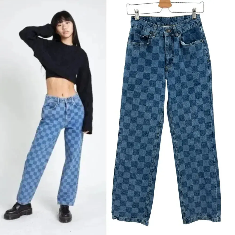 The Ragged Priest Light Blue Checkered Checkerboard Dad Jeans Size 24 - Image 2