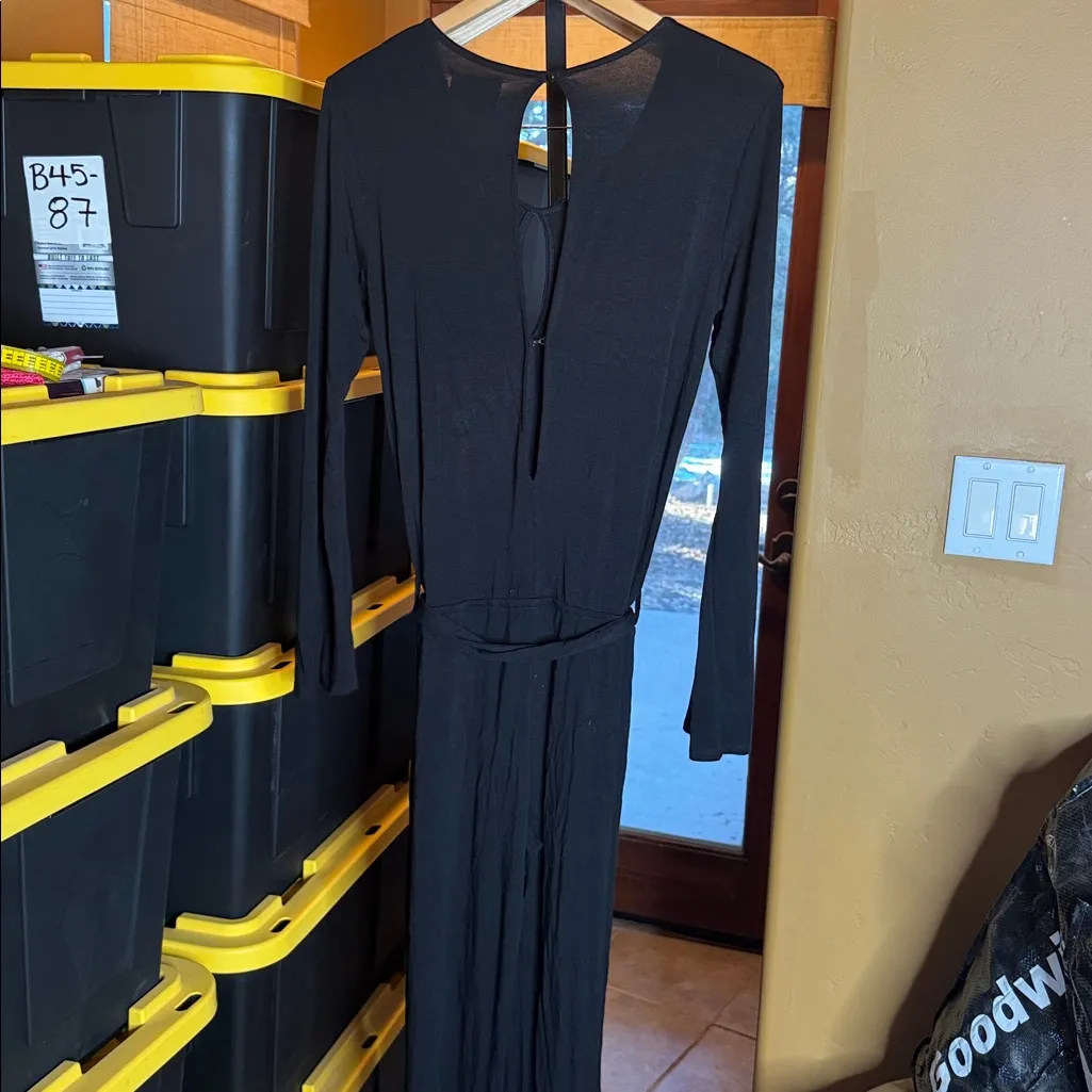 Feel the Piece Terre Jacobs Black Jumpsuit Wide Leg Open Back Size XS / Small - Image 13