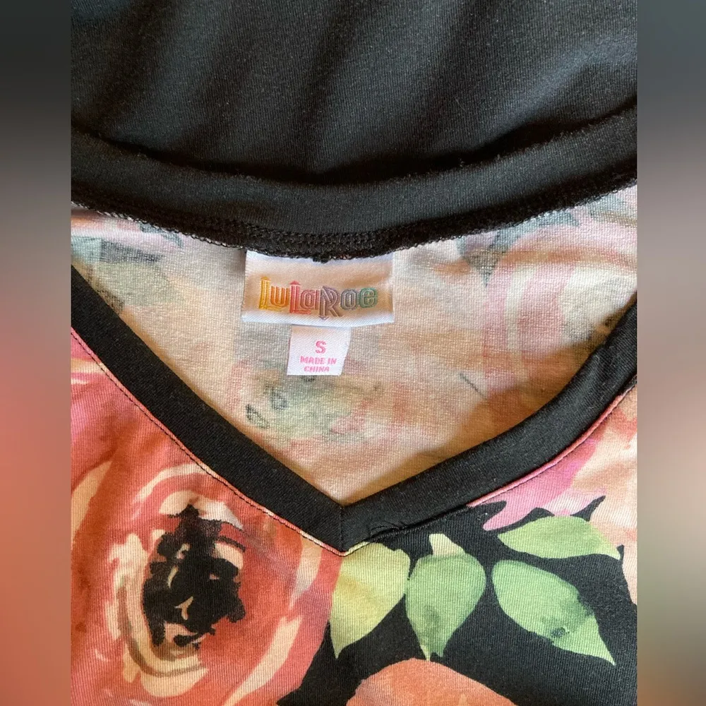LulaRoe black floral long sleeve top - Image 2