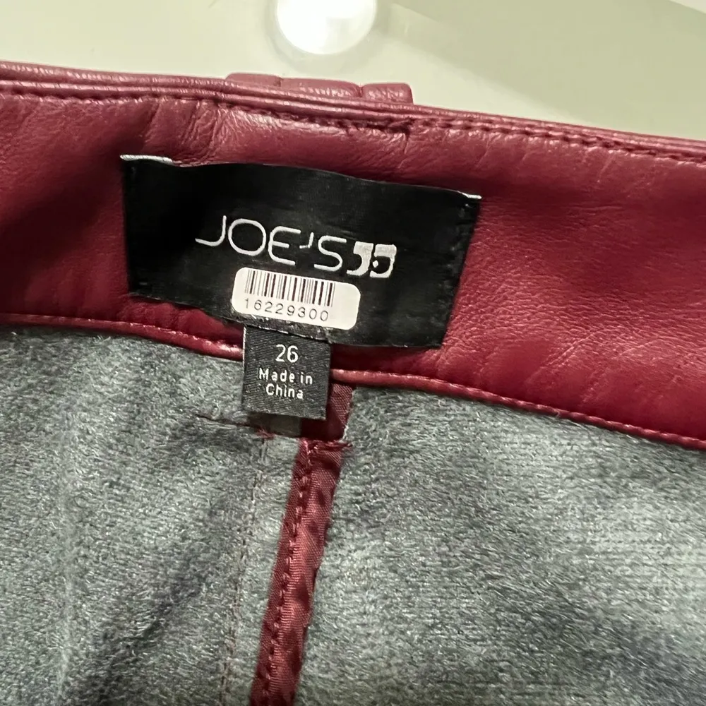 FLAWED Joe’s Jeans Red Mia Vegan Leather Pants Size 26 US $198 - Image 4