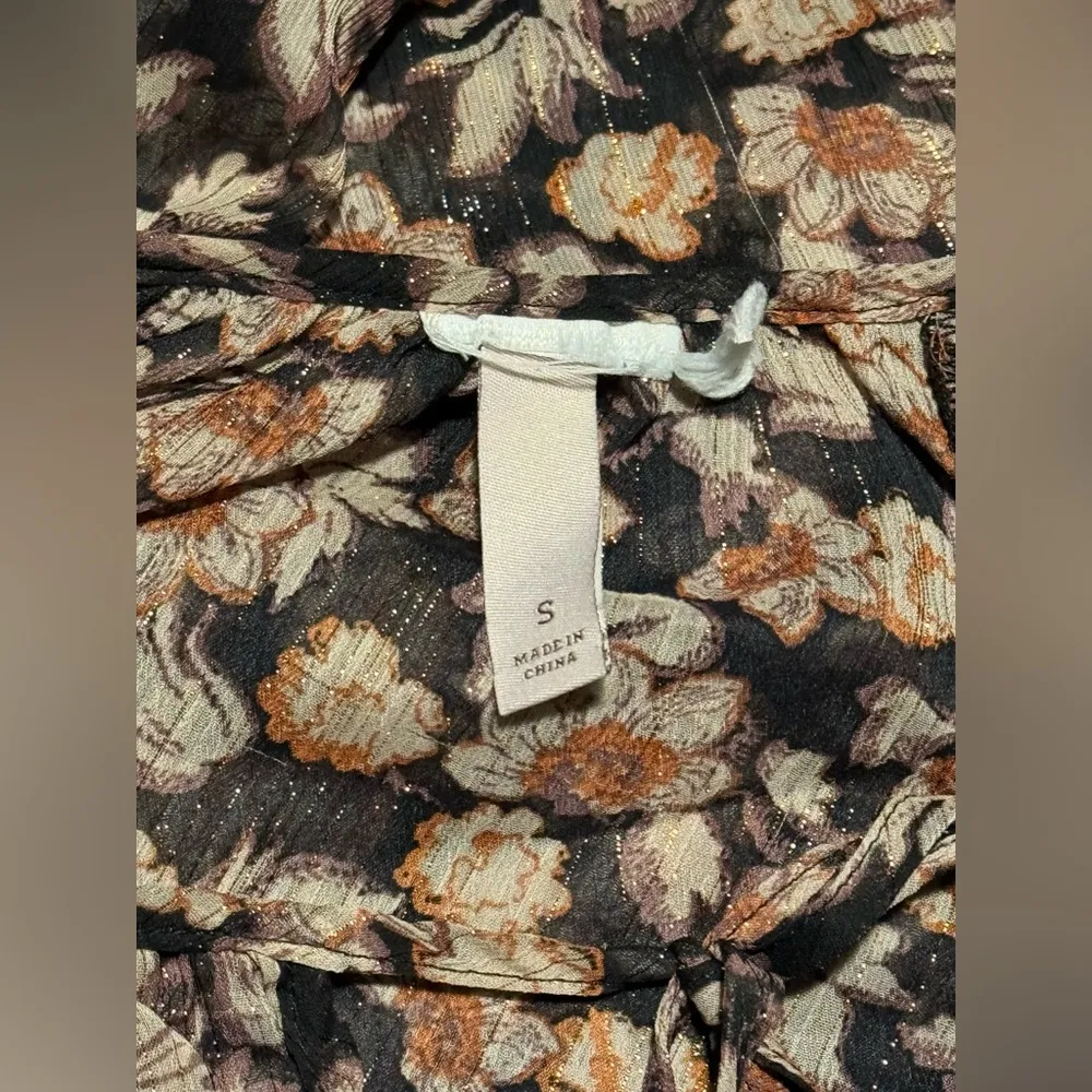 EUC Knox Rose Black and Pink Glitter Floral Sheer Long Dress size small - Image 7