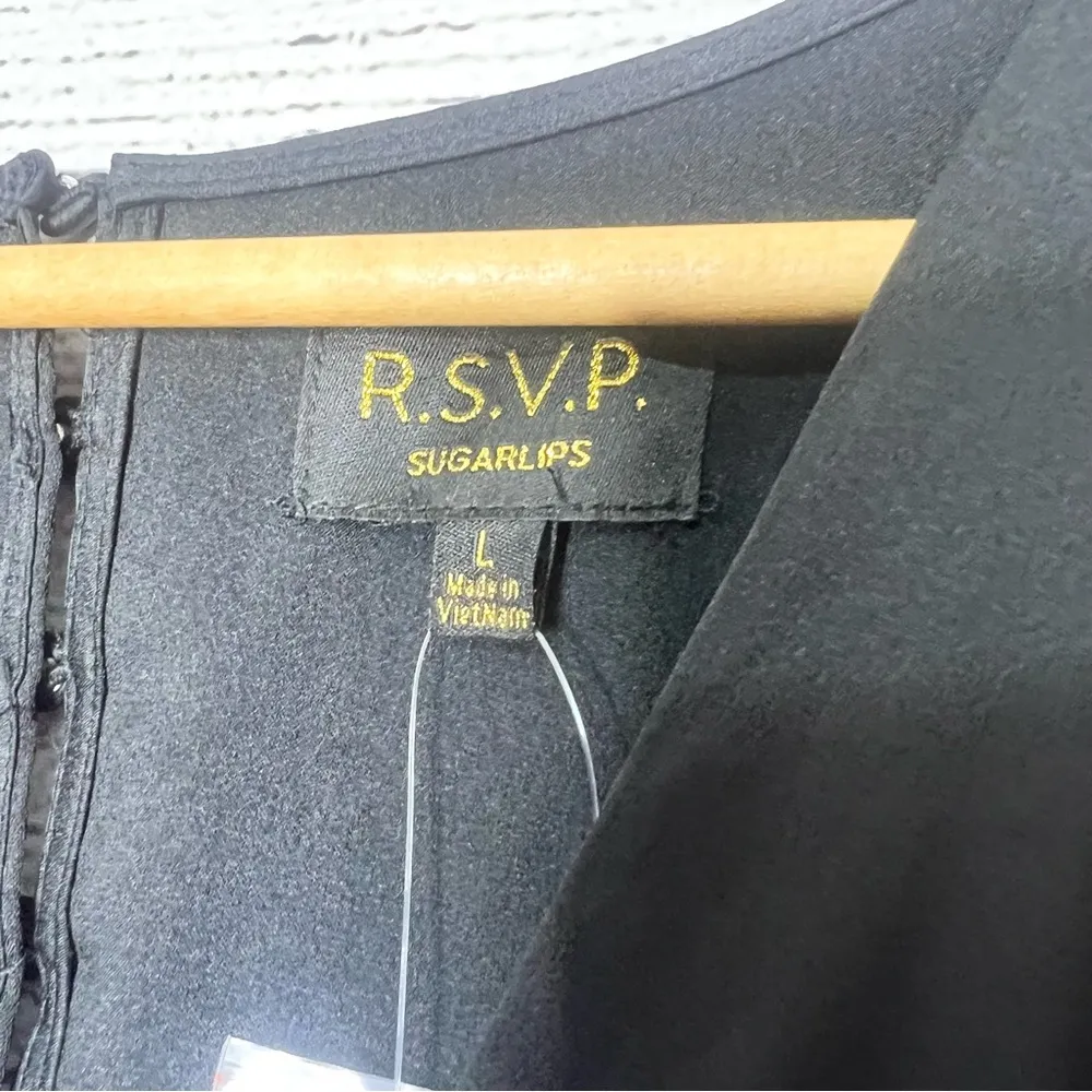 NWT NY&CO RSVP Black Short Sleeve Open Back Formal Maxi Dress Size Large - Image 5