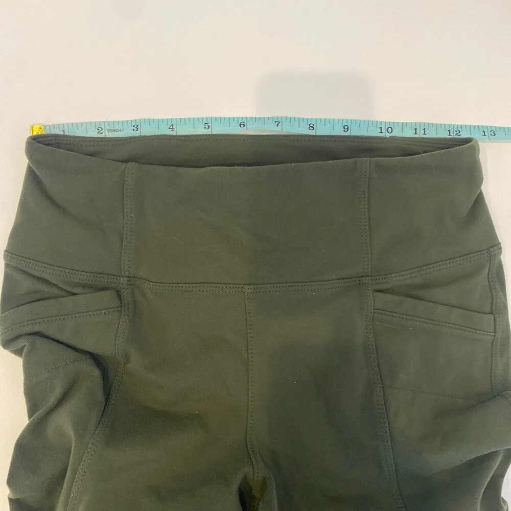Athleta Green Stretch Leggings Pockets EUC Sz Sm Nylon Spandex Casual Fitted - Image 9
