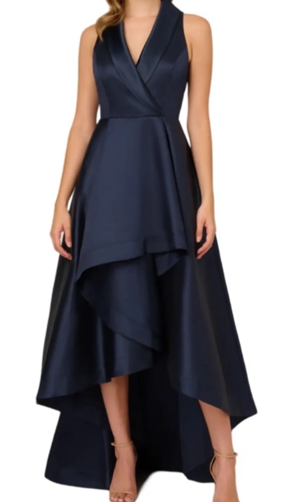 Adrianna Papell Tuxedo High Low Gown - Midnight 14W - Image 1