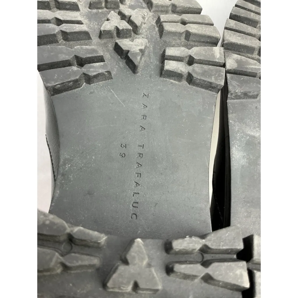 ZARA Womans  Trafaluc Pull On Ankle Boots 8.5/9 Black Stud Accents Chunky Heel - Image 9