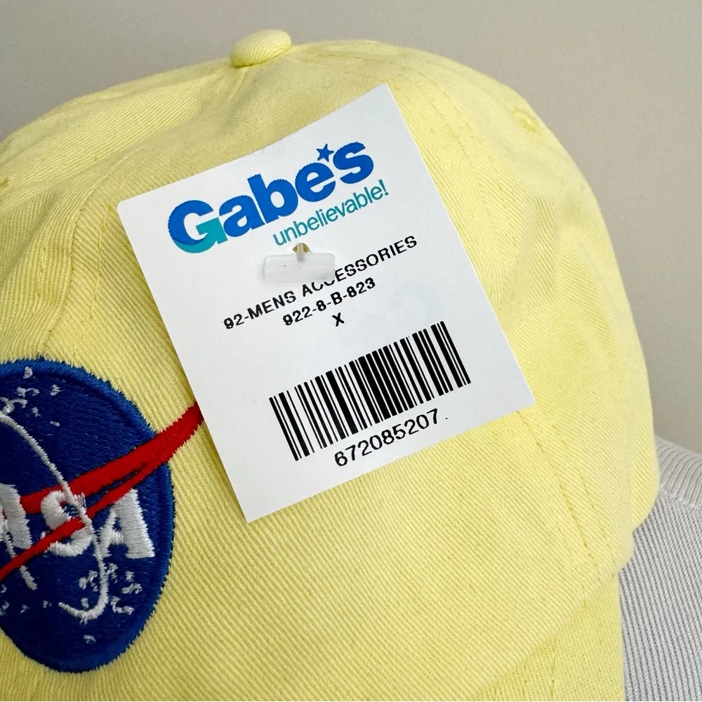 NASA Dad Hat Mens Womens Pastel Yellow Adjustable Fun Space Science Novelty Gift - Image 2
